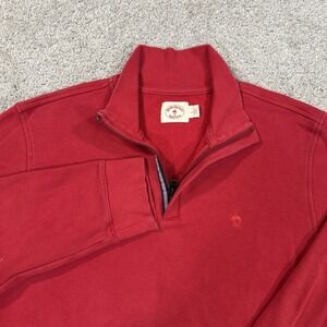 Brooks Brothers Red Fleece Logo Quarter Zip Pullover L Red Casual Sweater Golf